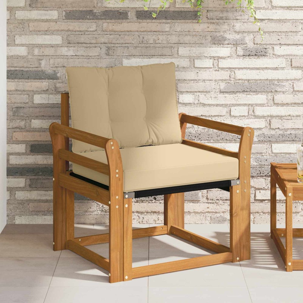 vidaXL Utomhussoffa Massivt Akaciaträ och Textilene Naturfärg