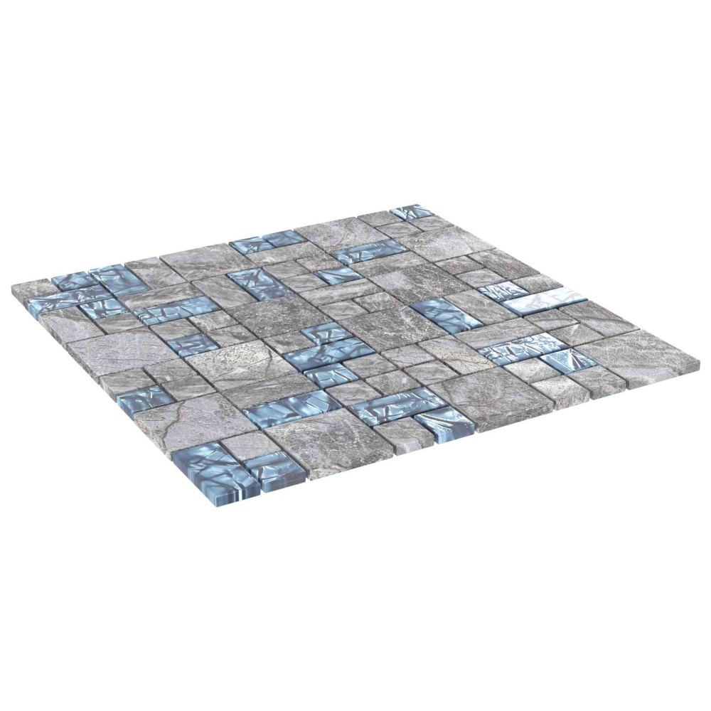 vidaXL Mosaikplattor 22 pcs Grå och Blå 50 x 50 cm Glas
