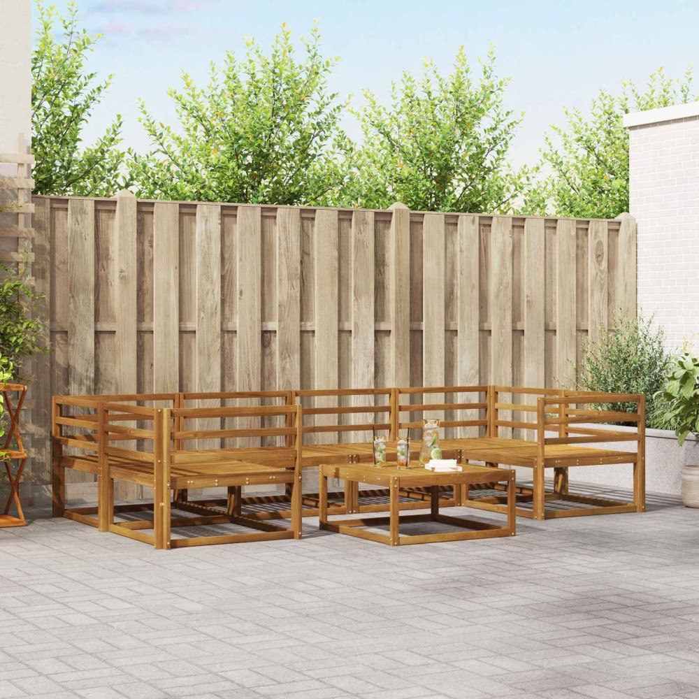 vidaXL Utomhussoffset 7 pcs Naturfärg Massivt Akaciaträ