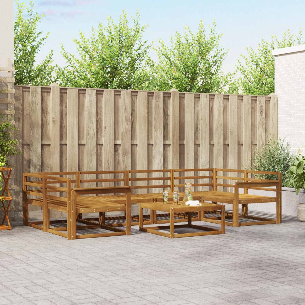 vidaXL Utomhussoffset 7 pcs Naturfärg Massivt Akaciaträ