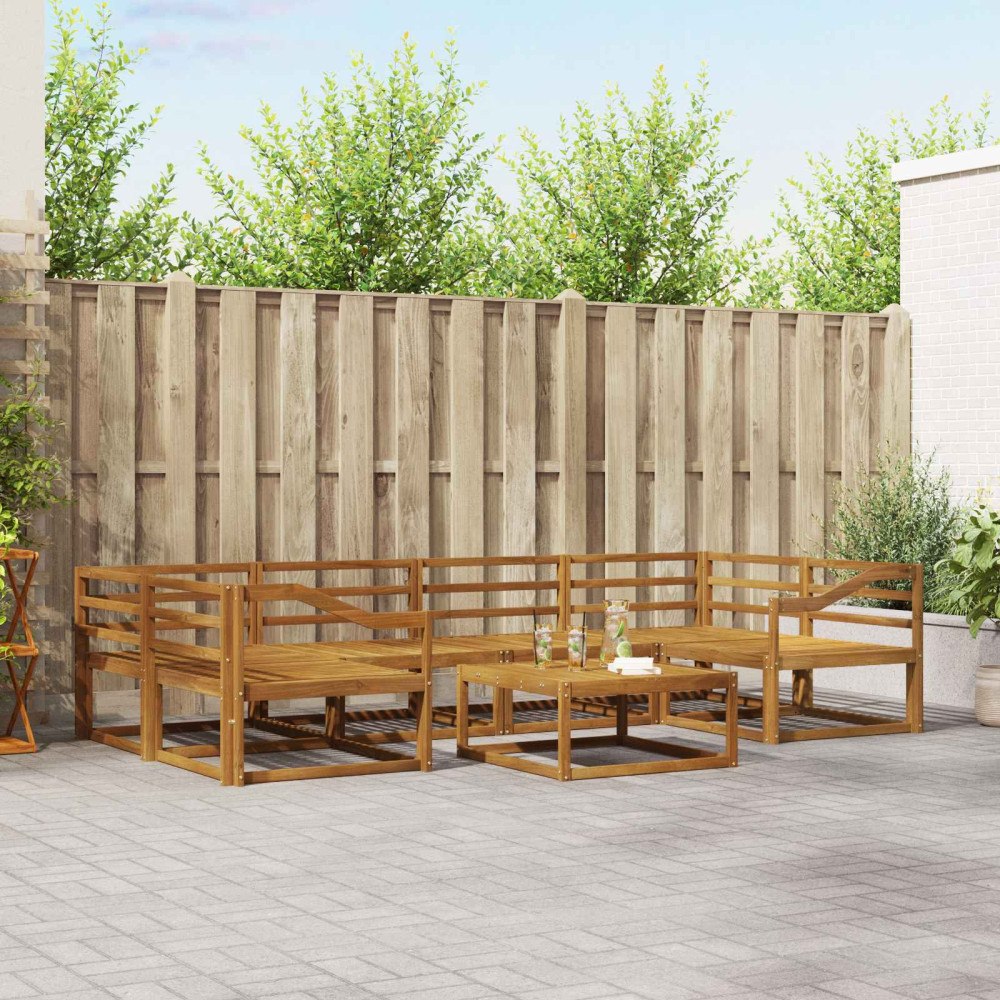 vidaXL Utomhussoffset 7 pcs Naturfärg Massivt Akaciaträ