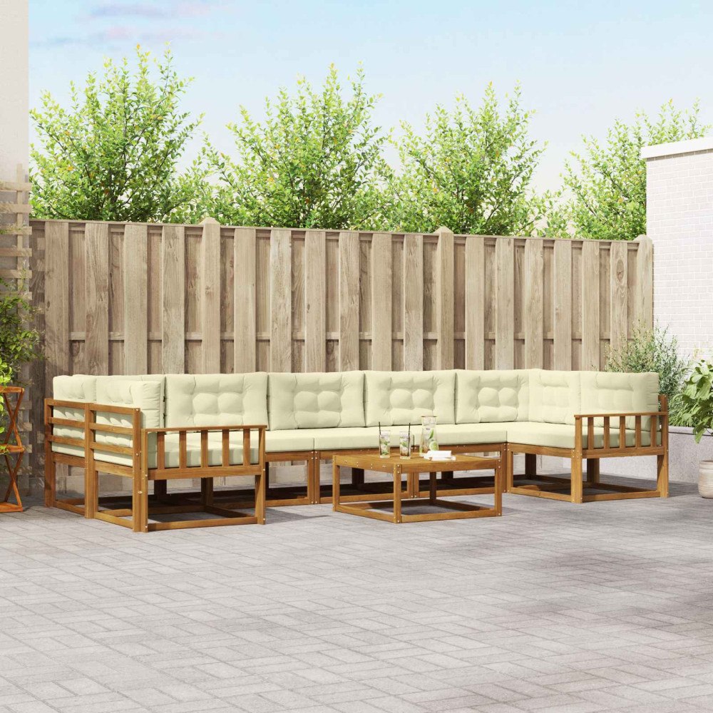 vidaXL Utomhussoffset med kudde 8 pcs Naturlig och Grädde
