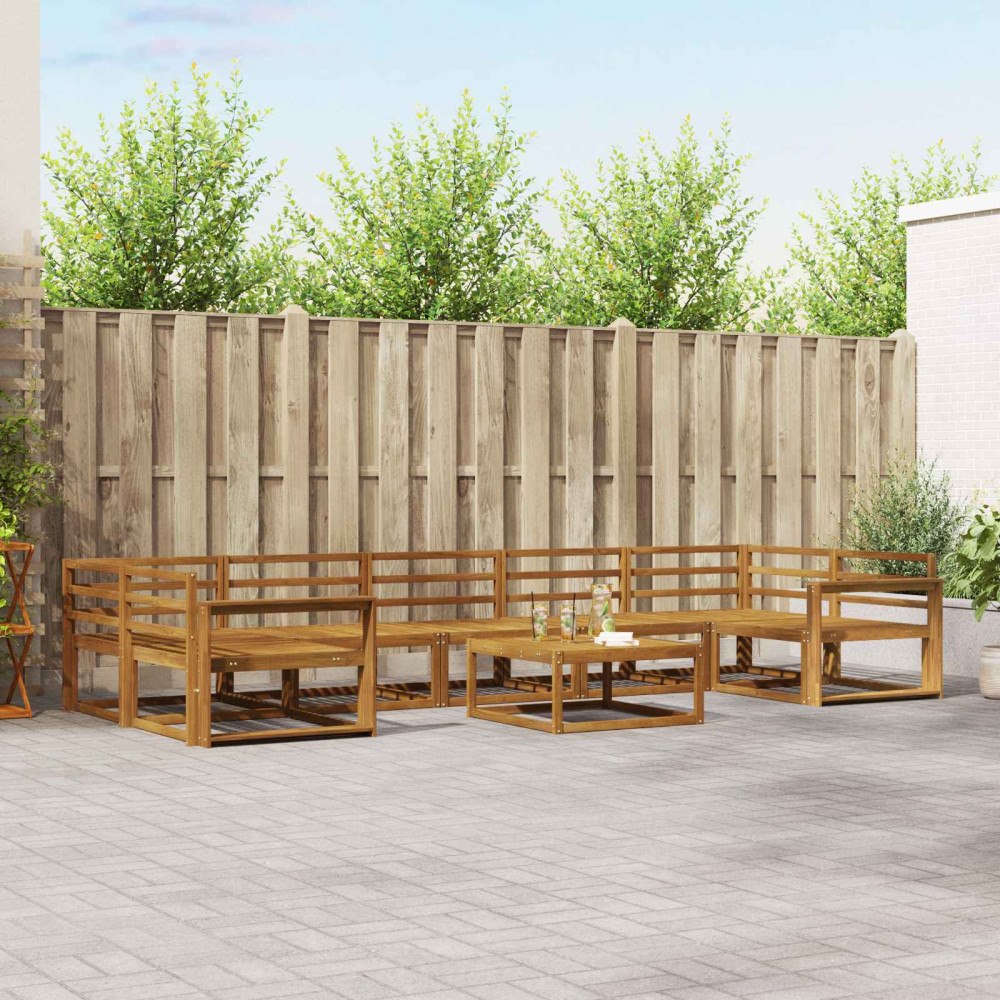 vidaXL Utomhussoffset 8 pcs Naturfärg Massivt Akaciaträ