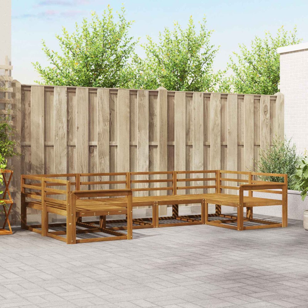 vidaXL Utomhussoffset 6 pcs Naturfärg Massivt Akaciaträ