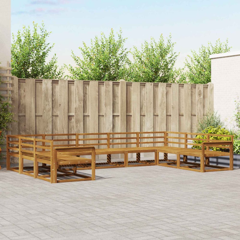 vidaXL Utomhussoffset 9 pcs Naturfärg Massivt Akaciaträ