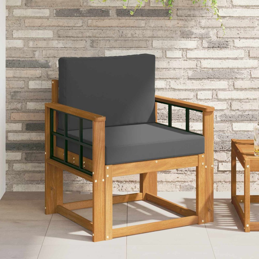 vidaXL Utomhussoffa Massivt akaciaträ och polyester Naturfärg