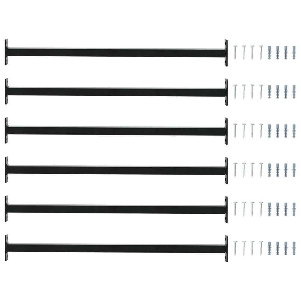 vidaXL Justerbar fönstersäkerhetsstång 6 pcs Svart Stål