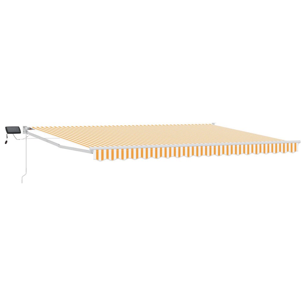 vidaXL Manuell utdragbar markis med LED-lampor Gul och Vit 4 x 2 m