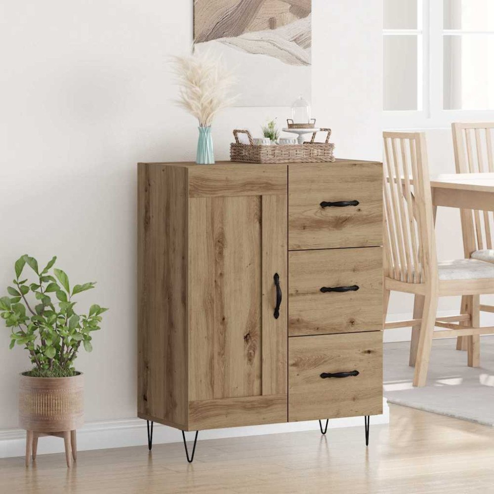 vidaXL Sideboard med låda Artisan Ek 69,5 x 34 x 90 cm Konstruerat trä
