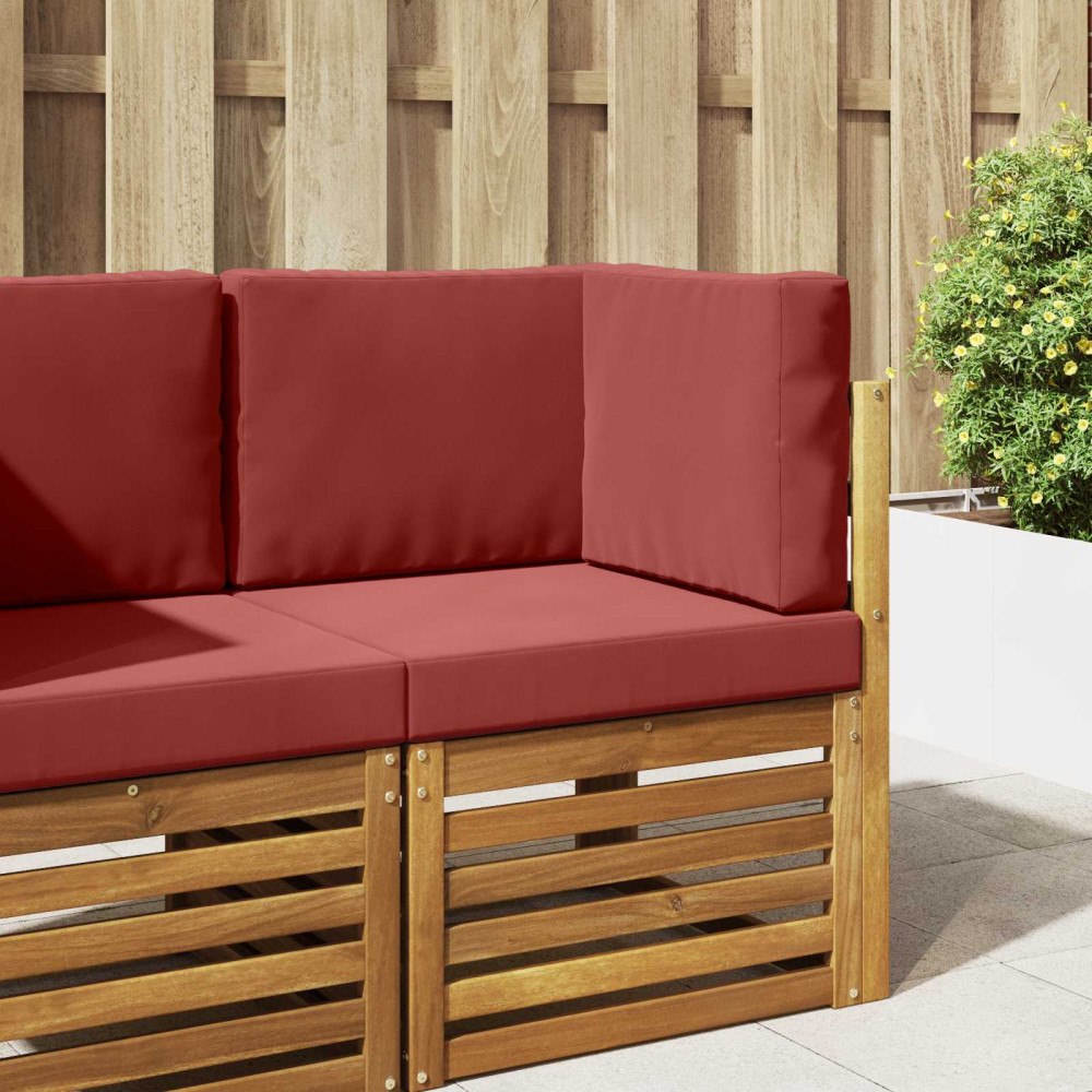 vidaXL Utomhus Soffa Kudde 3 pcs Vinröd Polyester