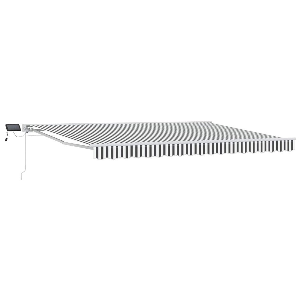 vidaXL Manuell markisram med LED-lampor Antracit och vitt 4 x 2 m