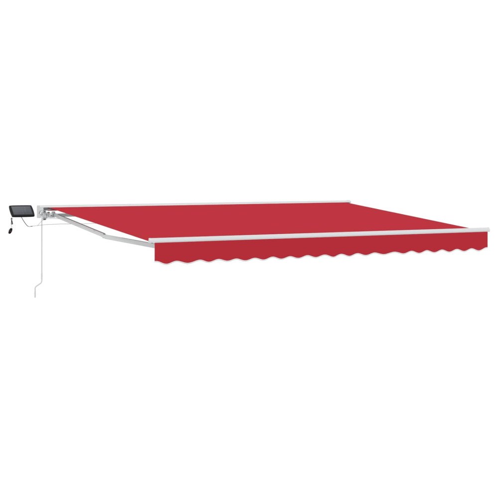 vidaXL Manuell markisram med LED-lampor Röd 4 × 3 m