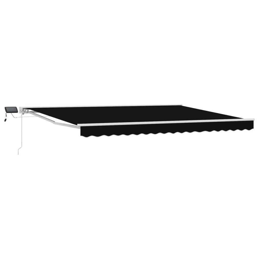vidaXL Manuell markisram med LED-lampor Svart 4 × 3,5 m
