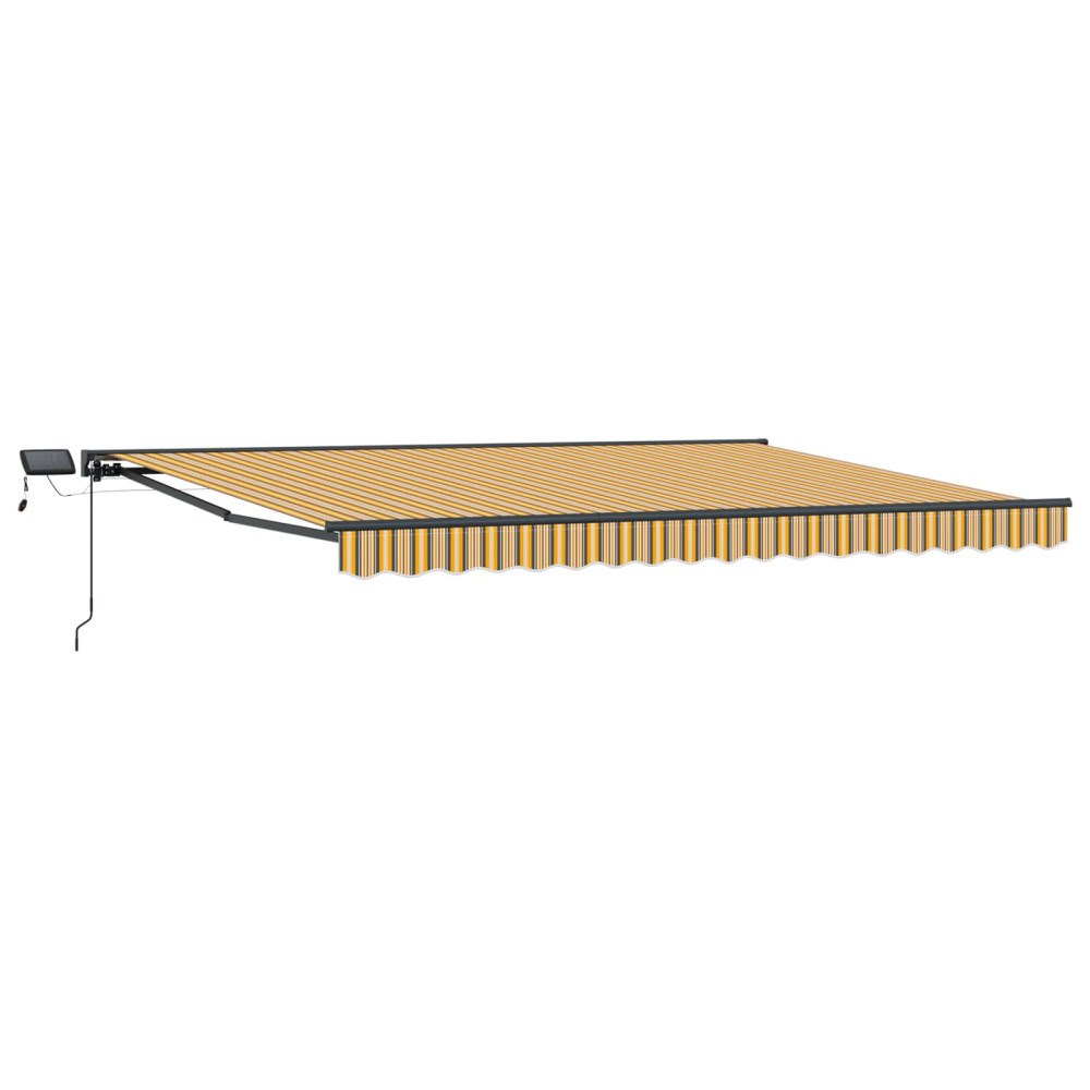 vidaXL Manuell markisram med LED-lampor Gul, Grå, Antracit 4 × 3,5 m