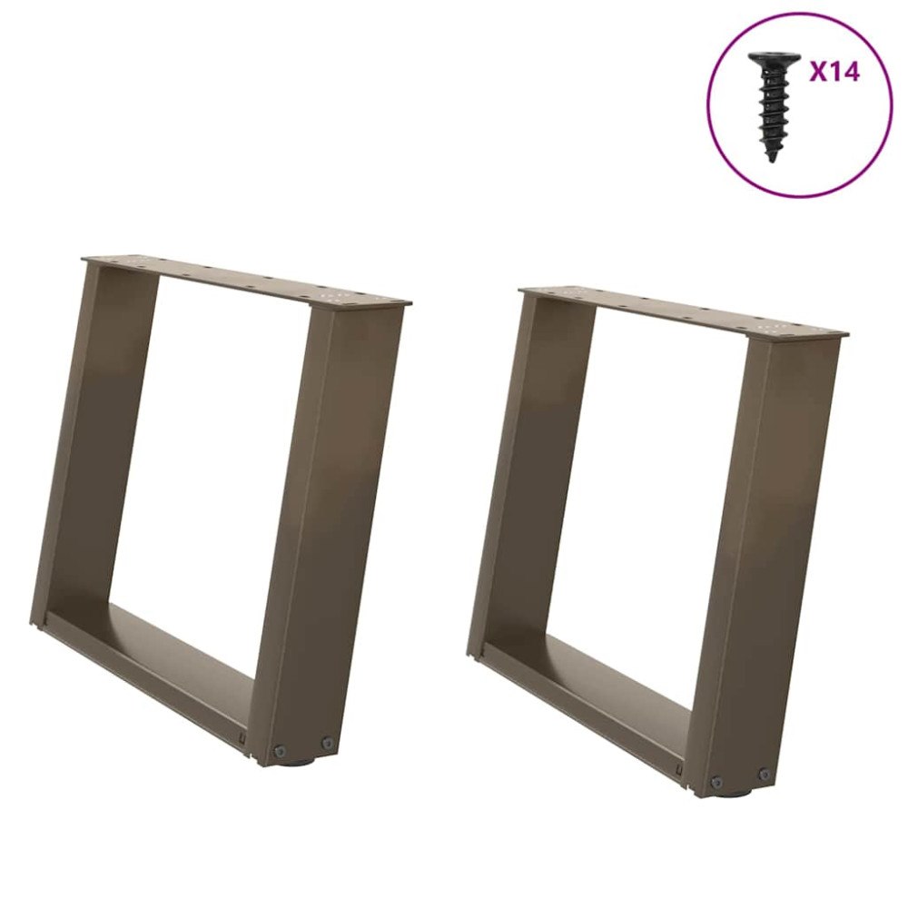 vidaXL Soffbordsben U-formade 2 st naturstål 70x(42-43) cm stål