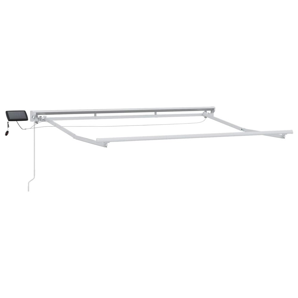 vidaXL Manuell markisram med LED-lampor Vit 3,5 x 2 m Aluminium