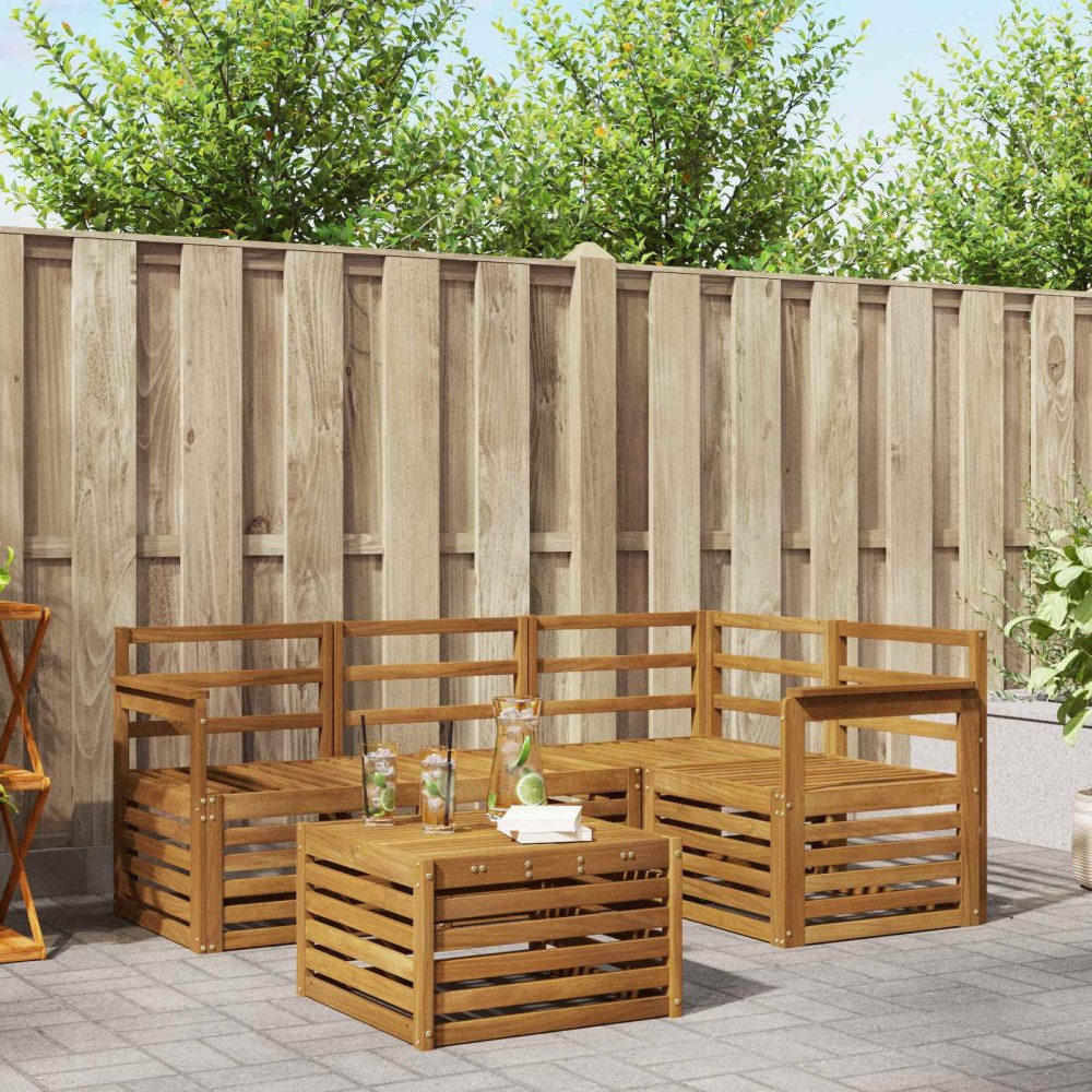 vidaXL Utomhussoffset 5 pcs Naturfärg Massivt Akaciaträ