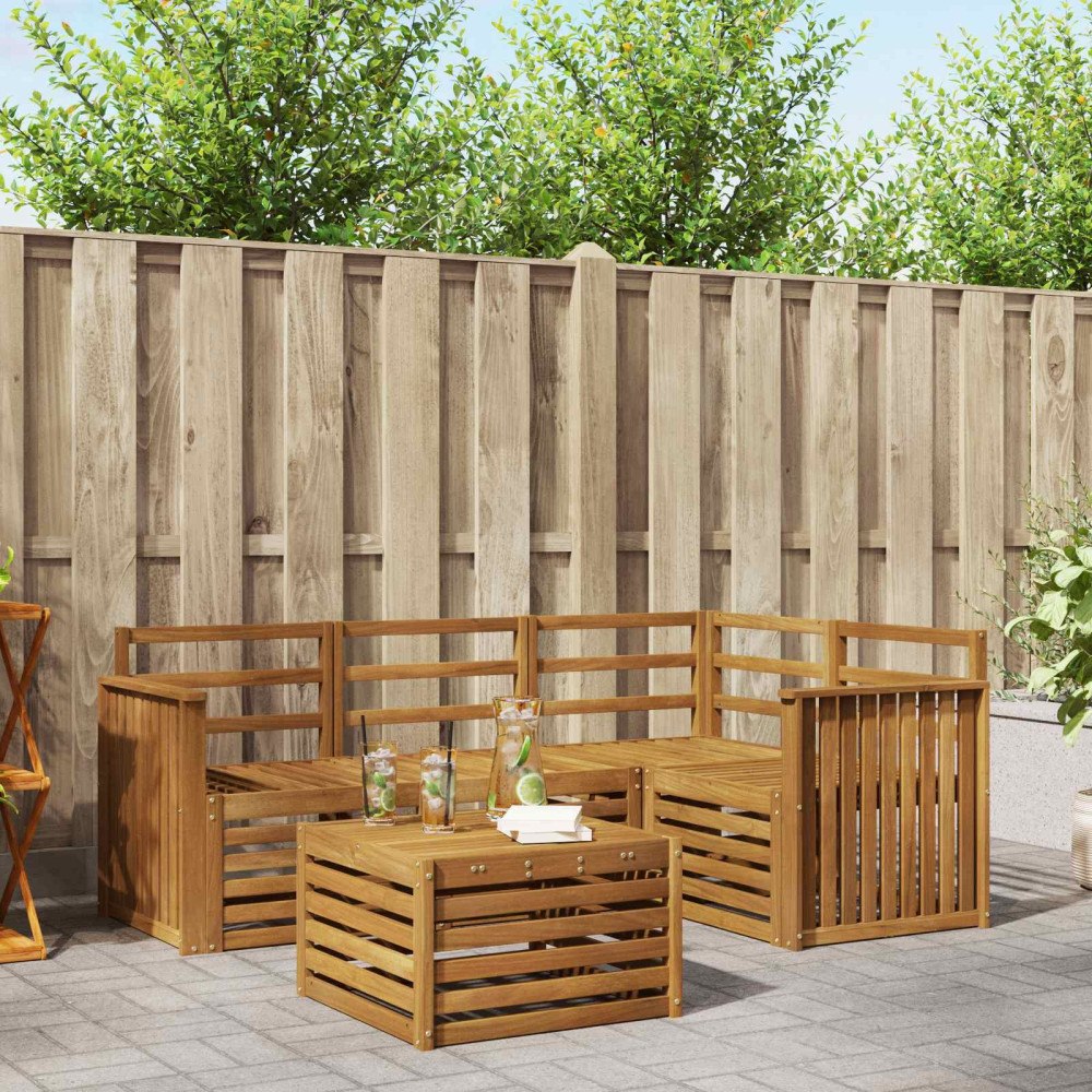 vidaXL Utomhussoffset 5 pcs Naturfärg Massivt Akaciaträ