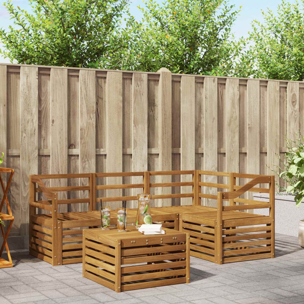 vidaXL Utomhussoffset 5 pcs Naturfärg Massivt Akaciaträ