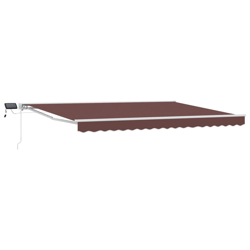 vidaXL Manuell markisram med LED-lampor Brun 4 × 3,5 m