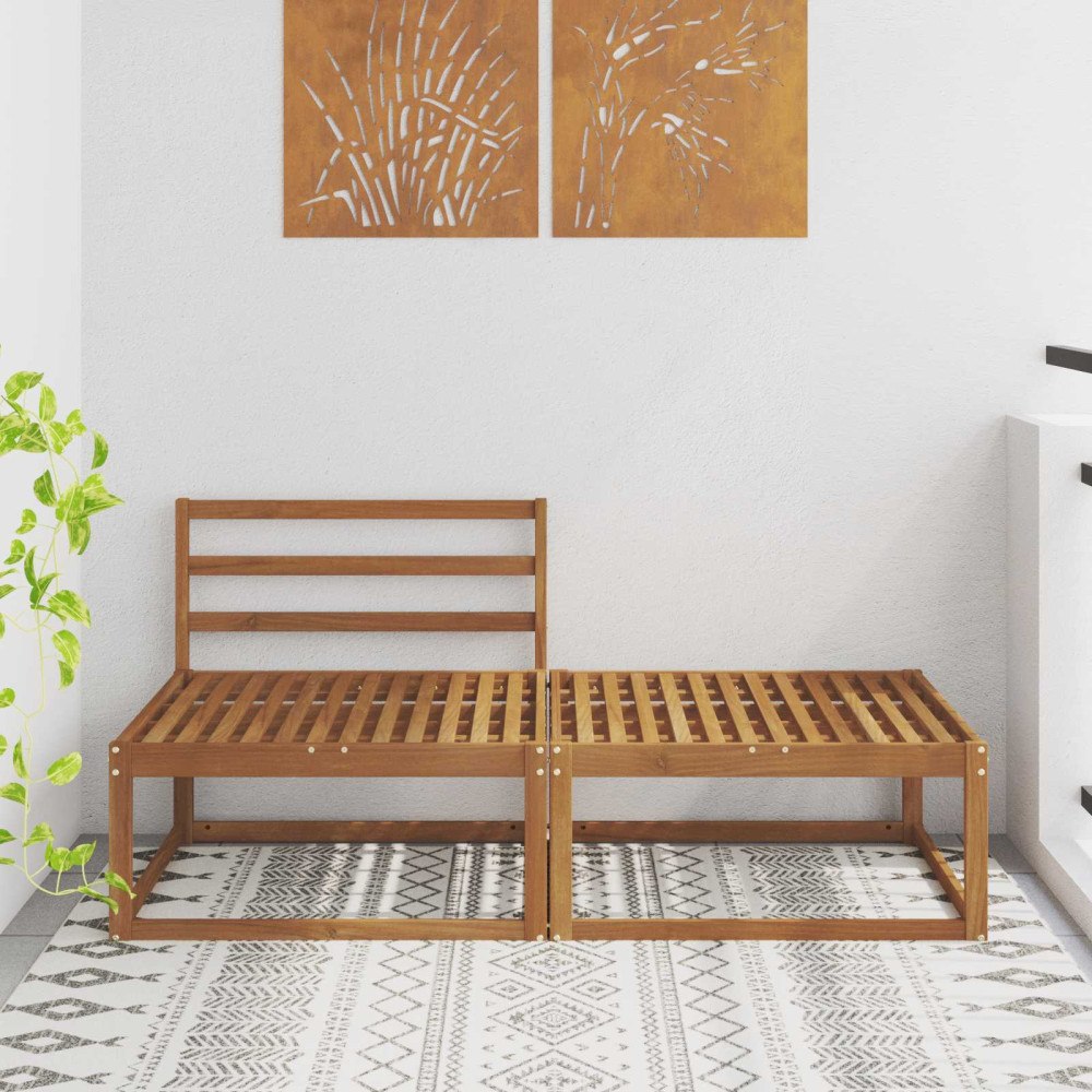 vidaXL Sektionell Soffa Enheter 2 Stycke Naturfärg Massivt Akaciaträ