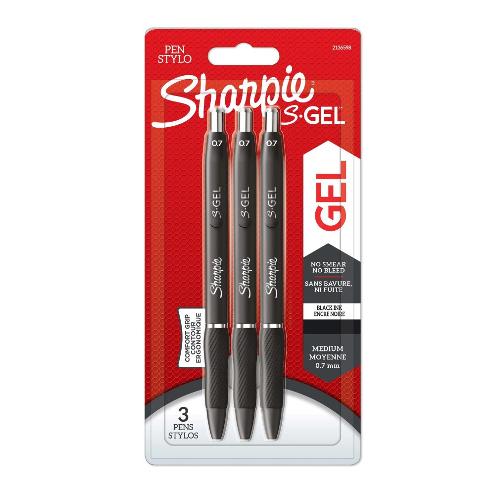 Sharpie Sharpie S-Gel, Indragbar gelpenna, Svart, Svart, Medium, 0,7...