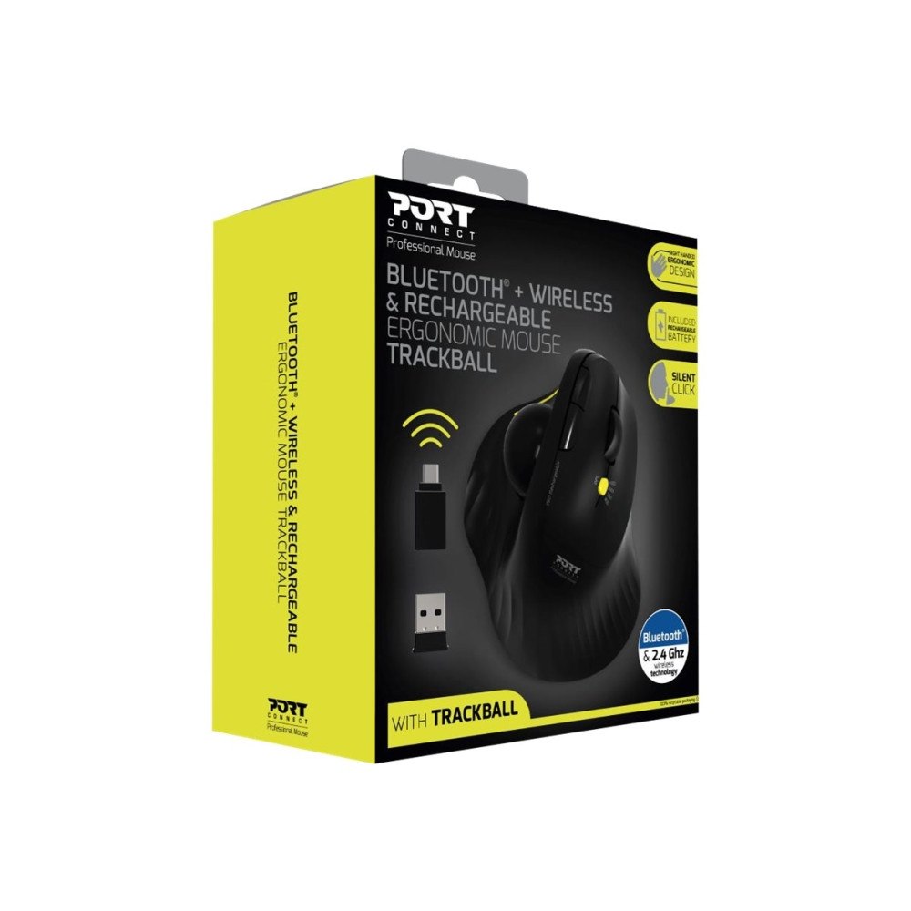 PORT Designs PORT Connect Professional - vertikal mus - with trackball - 2.4 GHz, Bluetooth 3.0, Bluetooth 5.0