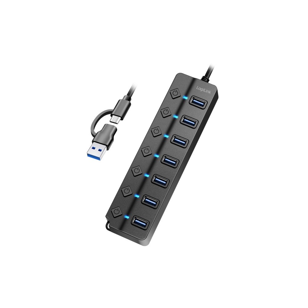 LogiLink LogiLink USB 3.0 Hub, 7-port, w/ switch for each port, black