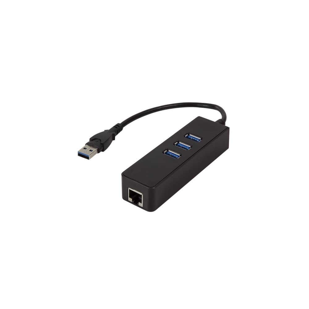 LogiLink LogiLink USB3.0 3-Port Hub with Ethernet - hubb - 3 portar