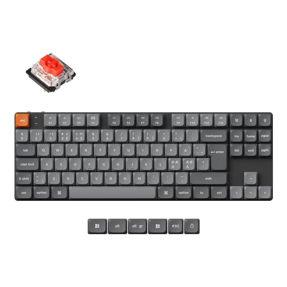 Keychron Keychron K1 MAX - tangentbord - QMK/VIA, anpassad mekanisk, ISO layout samling - 80% TKL - QWERTY - Nordisk Inmatningsen...