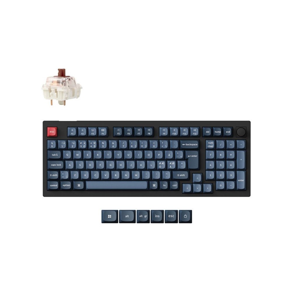 Keychron Keychron V5 Max - tangentbord - QMK, custom mechanical, ISO layout collection - med vred - QWERTY - Nordisk - kolsvart I...