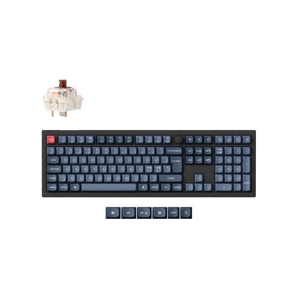 Keychron Keychron V6 Max - tangentbord - QMK, custom mechanical, ISO layout collection - 100% full size - med vred - QWERTY - Nor...