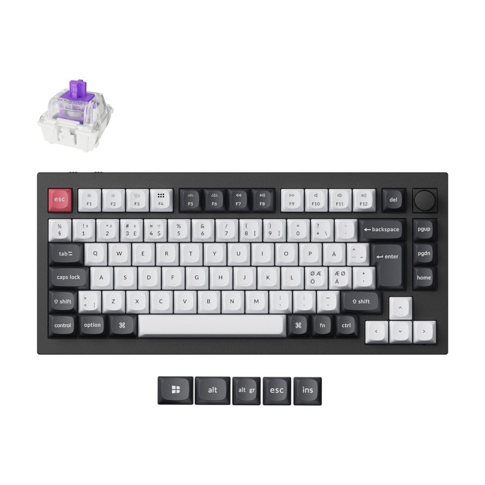 Keychron Keychron Q1 HE - tangentbord - QMK anpassad, helt monterad ratt - 75% - QWERTY - Nordisk - kolsvart Inmatningsenhet