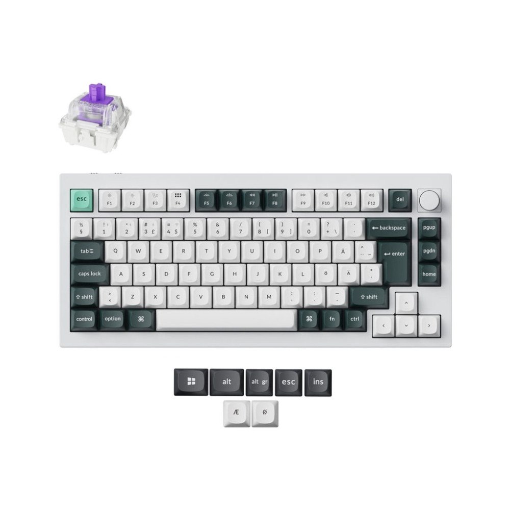 Keychron Keychron Q1 HE - tangentbord - QMK anpassad, helt monterad ratt - 75% - QWERTY - Nordisk - snäckskalsvit Inmatningsenhet