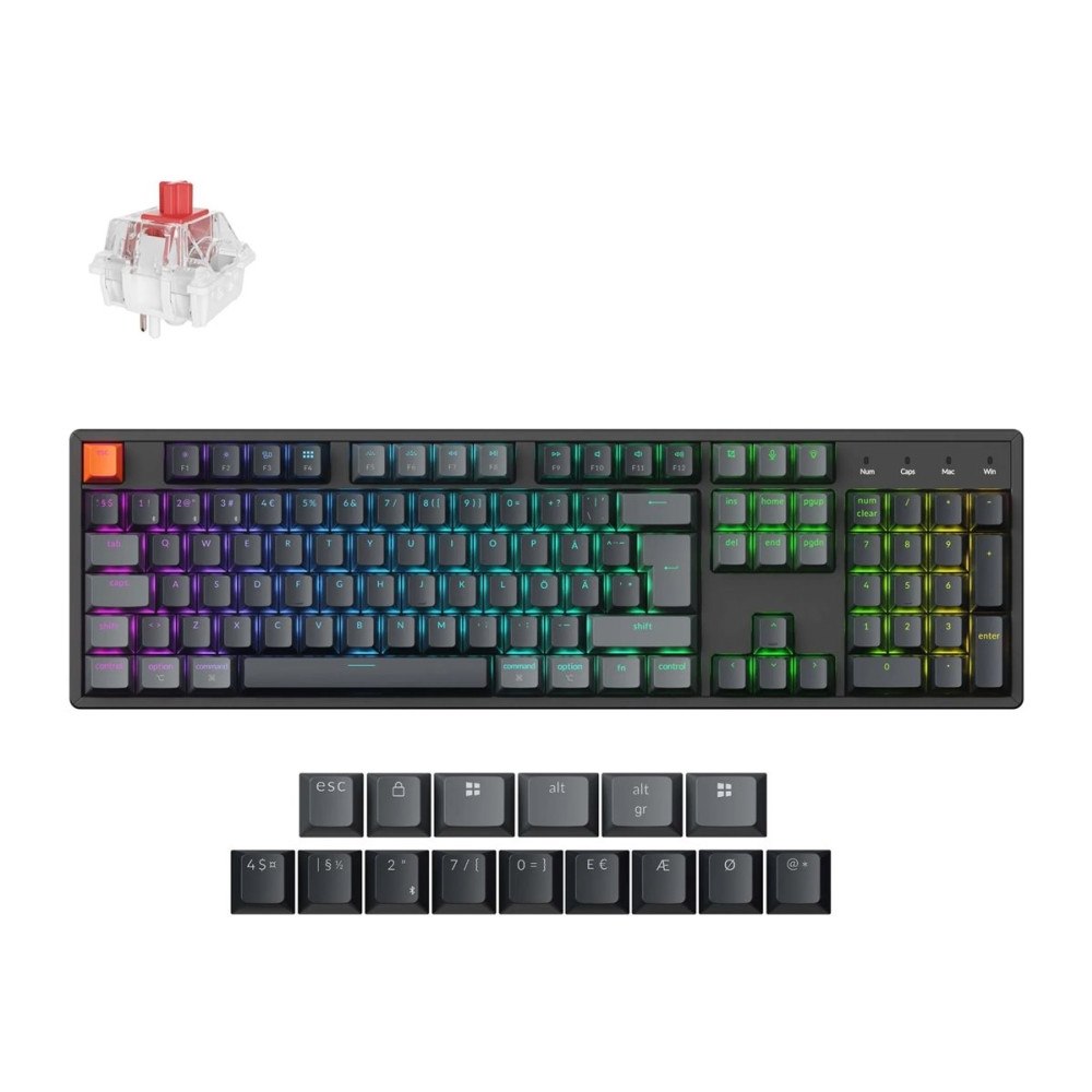 Keychron Keychron K10 - Version 2 - tangentbord - ISO layout, QMK , mechanical - 100% full size - QWERTY - Nordisk Inmatningsenhe...