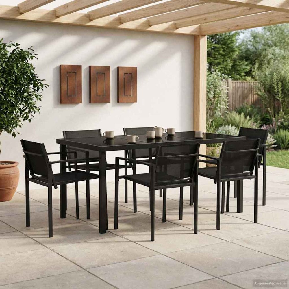 vidaXL Utemöbelset 7 pcs Svart och Anthracit 160 x 80 x 73 cm