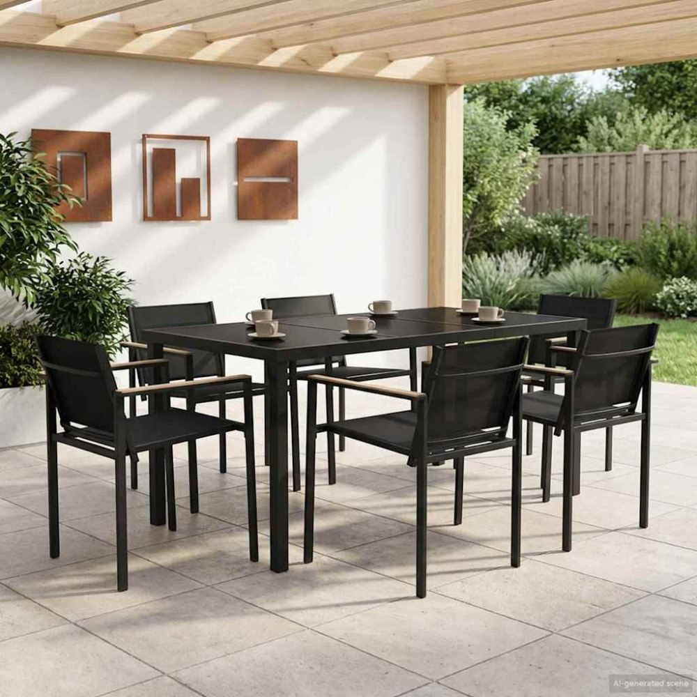 vidaXL Utemöbelset 7 pcs Svart och Anthracit 160 x 80 x 73 cm
