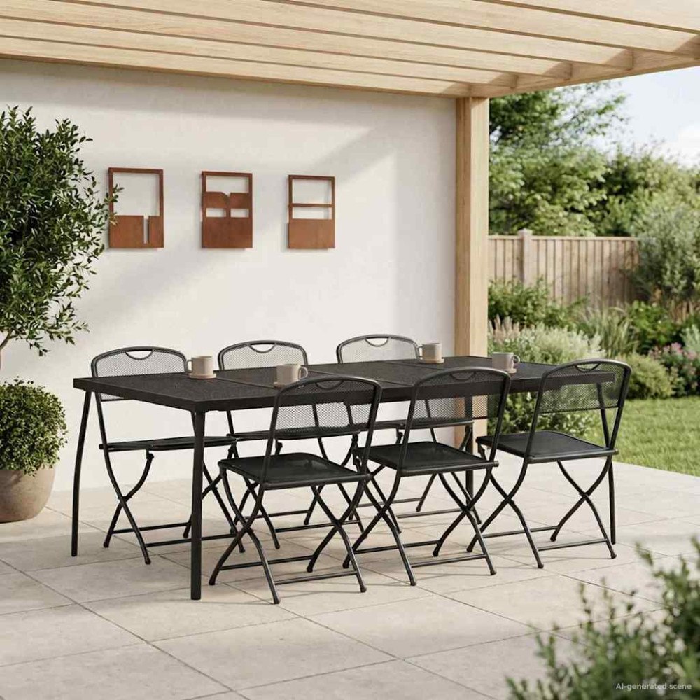 vidaXL Utemöbelset 7 pcs Antracit Järn och stål