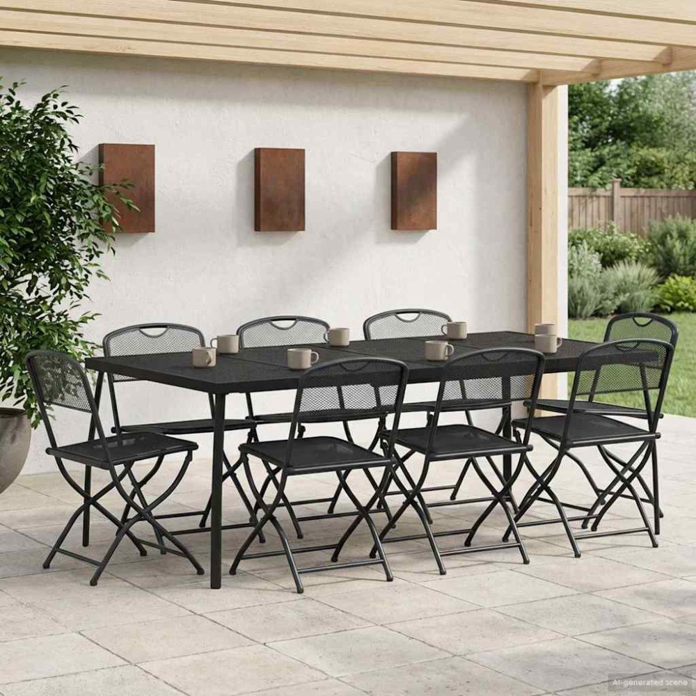 vidaXL Utemöbelset 9 pcs Antracit Järn och stål