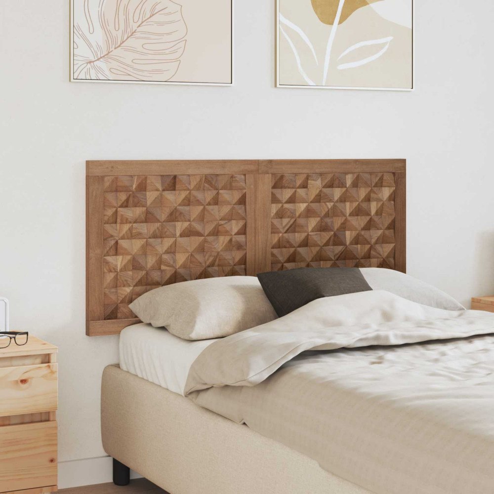 vidaXL Huvudgavel Väggmonterad Naturfärg 120 cm Massivt teakträ