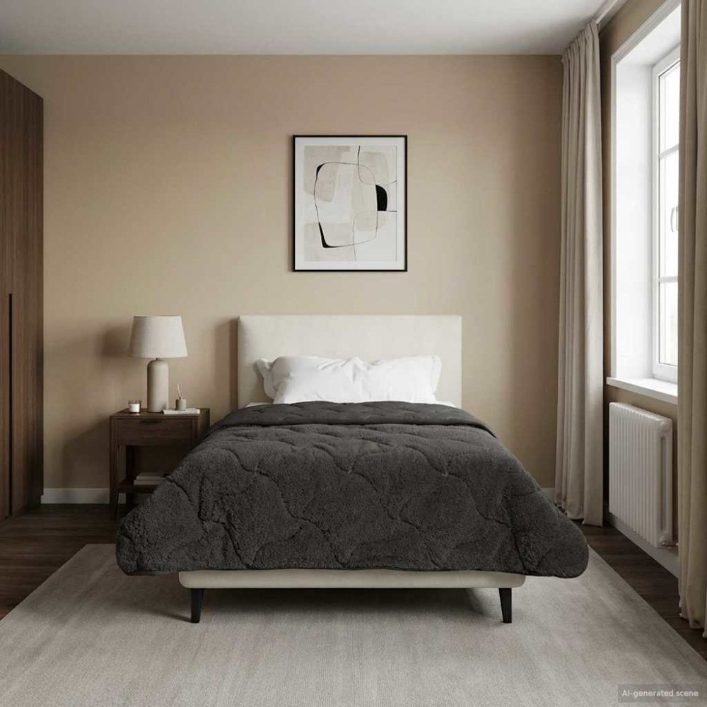 vidaXL Sommar Duvet Antracit 140 x 220 cm Mikrofiber och Teddyfleece