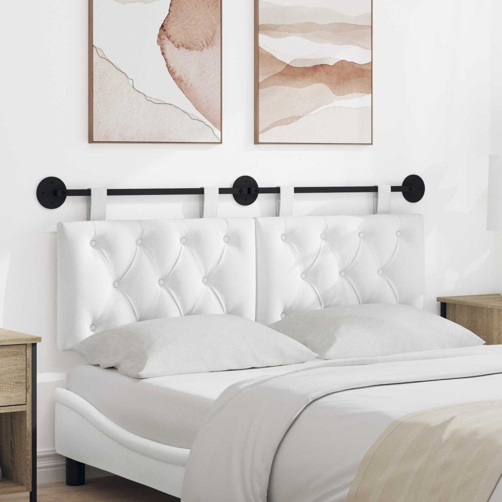 vidaXL Hängande Huvudgavel Vit tyg