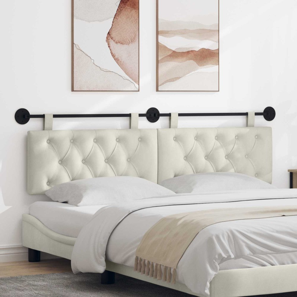 vidaXL Hängande Huvudgavel Kräm Sammet