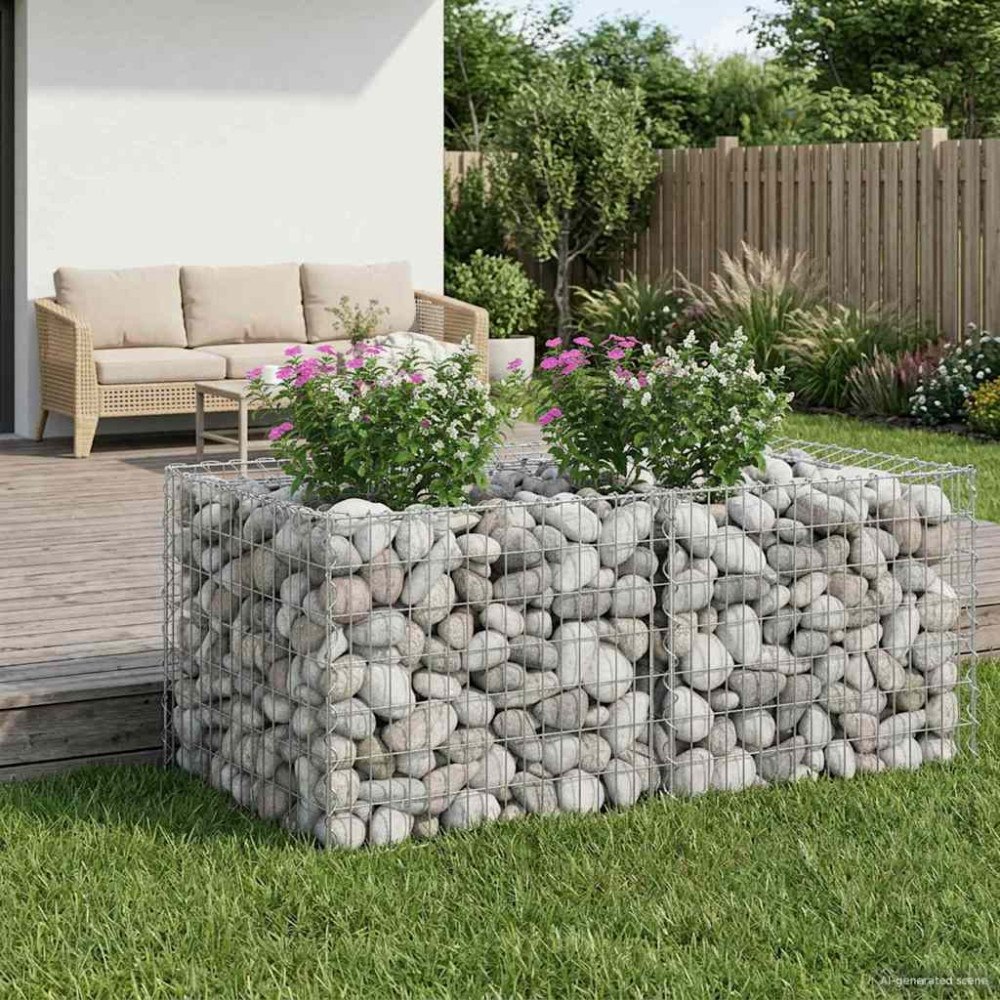 vidaXL Gabion upphöjd säng Silver 100 x 100 x 60 cm Galvaniserat Stål