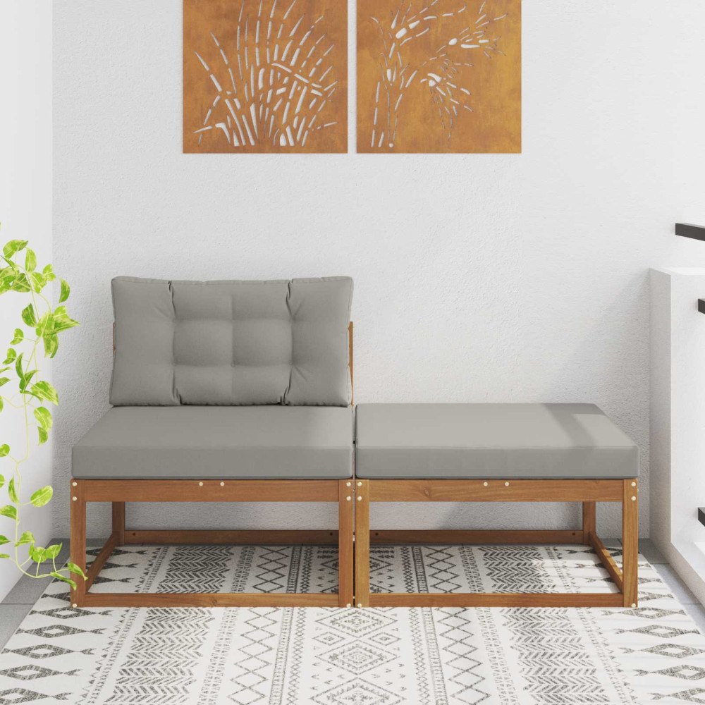 vidaXL Sektionell Soffa Enheter 2 Stycke Naturfärg Massivt Akaciaträ