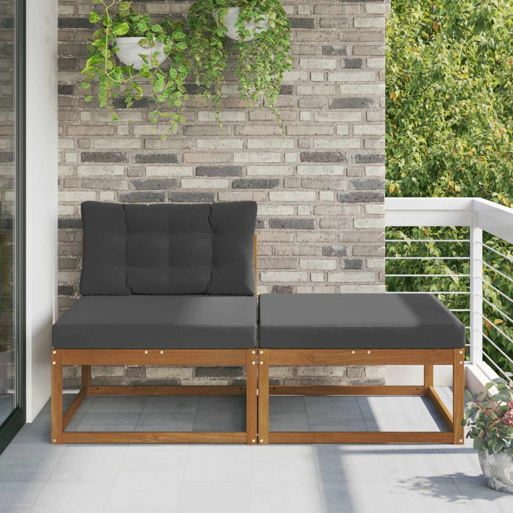 vidaXL Sektionell Soffa Enheter 2 Stycke Naturfärg Massivt Akaciaträ