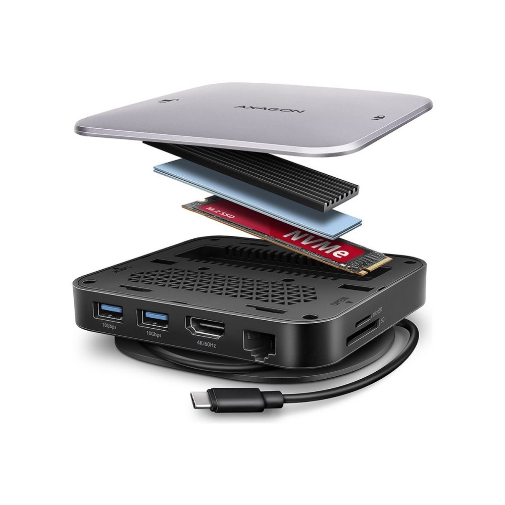 AXAGON AXAGON HMC-UFO - dockningsstation - USB-C 3.2 Gen 2 - HDMI - 1GbE