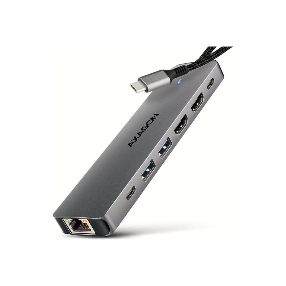 AXAGON AXAGON HMC-7HX2 - dockningsstation - USB-C 3.2 Gen 1 - 2 x HDMI - 1GbE