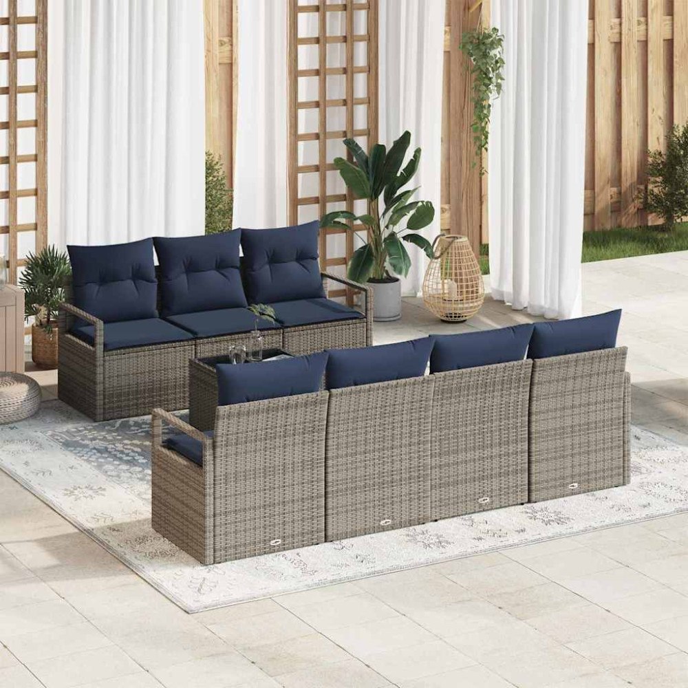 vidaXL Soffset med kudde 8 pcs Grå konstrotting