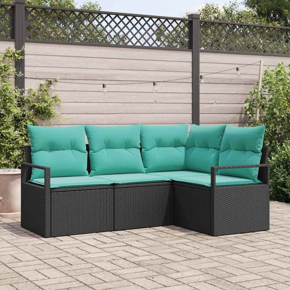 vidaXL Soffset 4 pcs Svart konstrotting